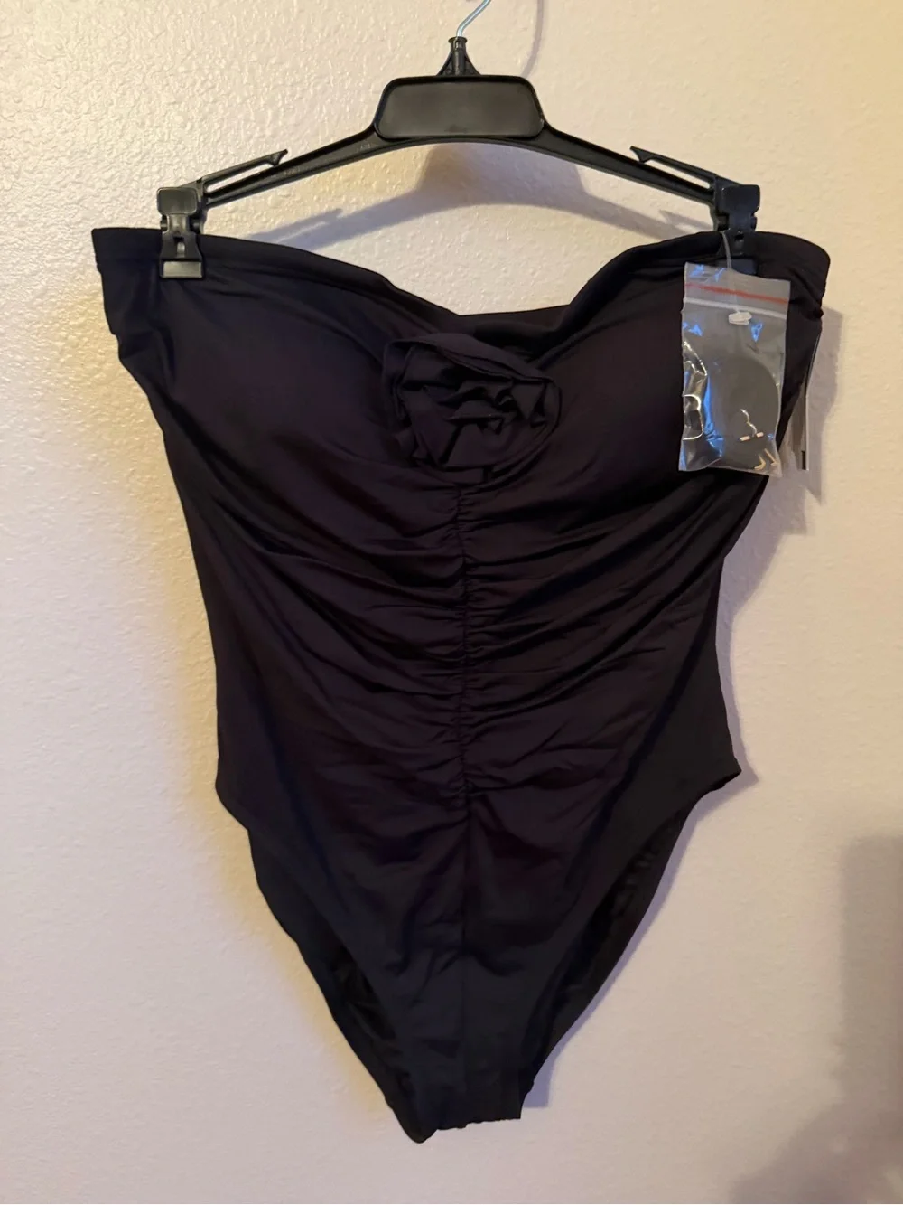 NWT Kate Spade Bandeau One Piece Swimsuit Rosette Solids Sz L